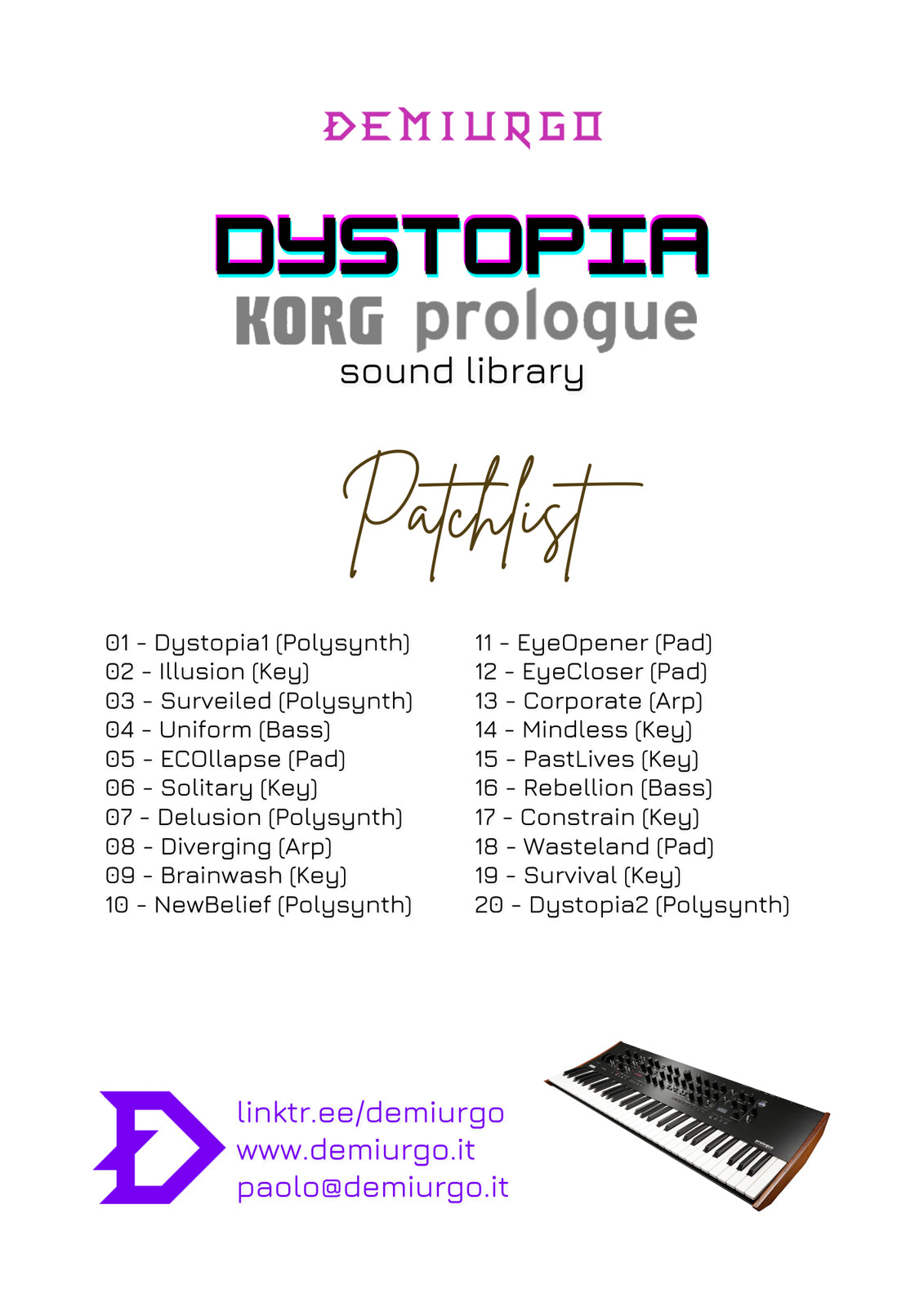Dystopia Korg Prologue Sound Library